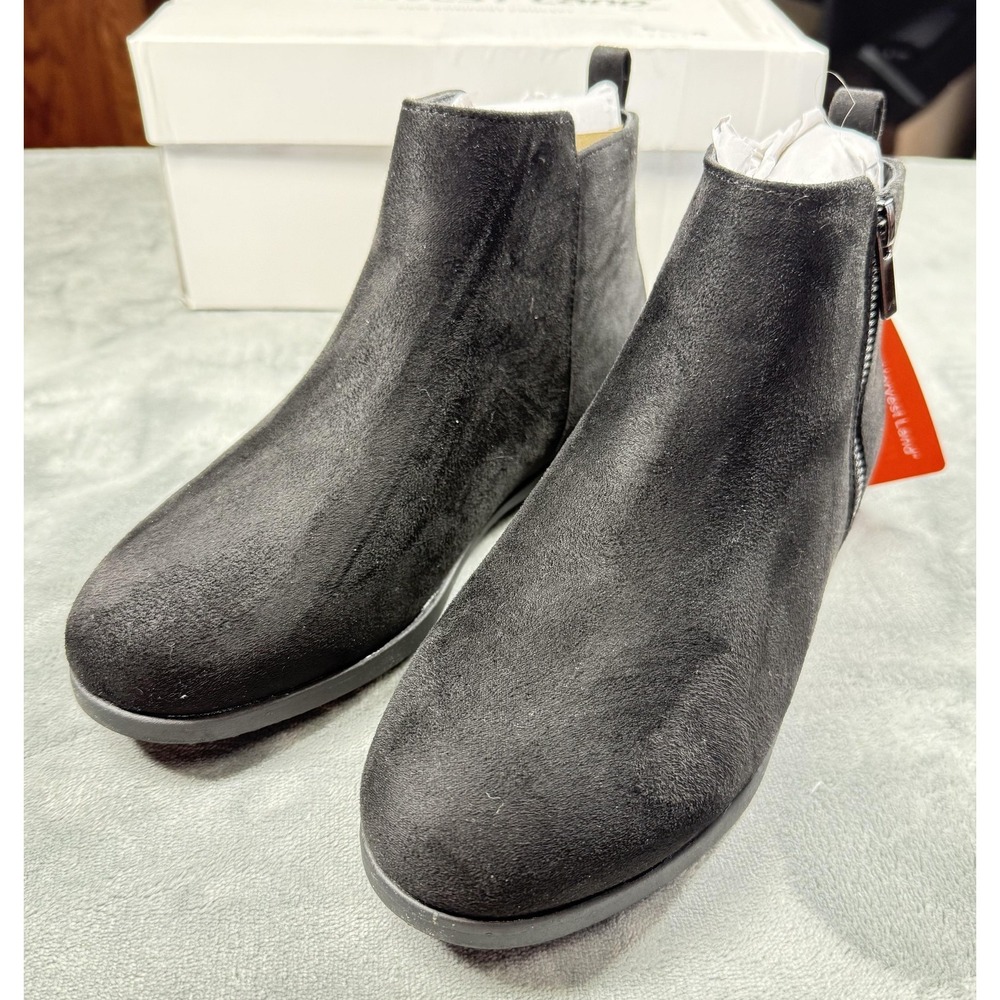Harvest Land Boots Girls Size 4 Black Suede Ankle Zip Booties‎ Comfort AP20014
